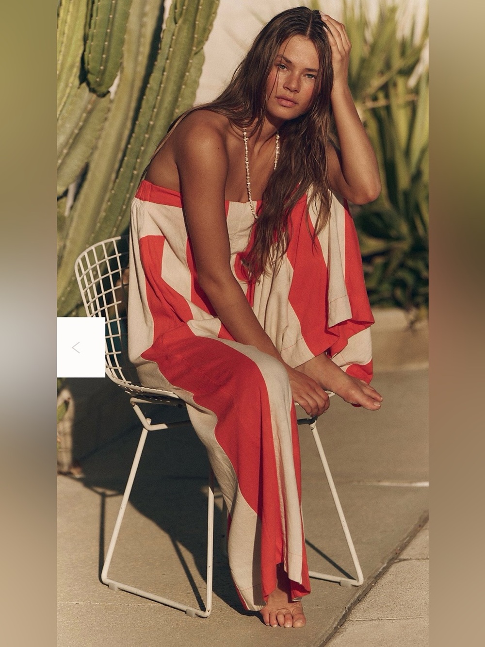 Free People Free-est Eden Striped Wide Leg Linen Blend Jumpsuit Tea Combo M Boho - Picture 15 of 15